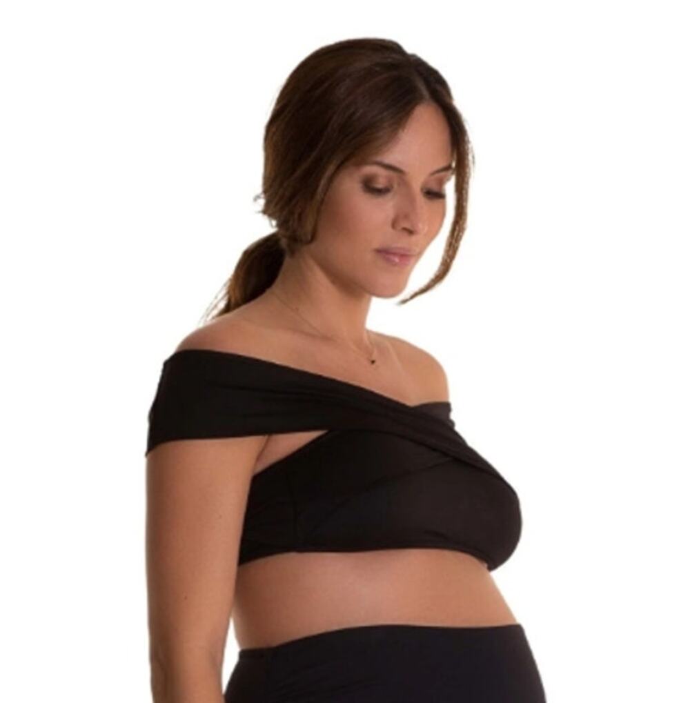 PEZ D'OR Women's Lucia Bandeau Maternity Bikini Top XL Black Crossed Straps NWOT